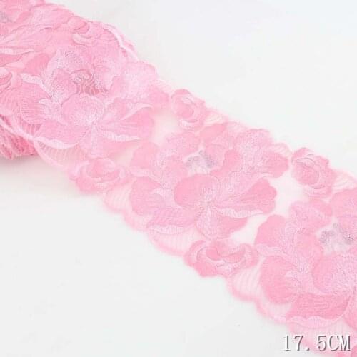 1Yard Exquisite Embroidered Flower Pink Red Lace Trim High Quality Lace For Craft Sewing Dress Bra Clothing Accessories
