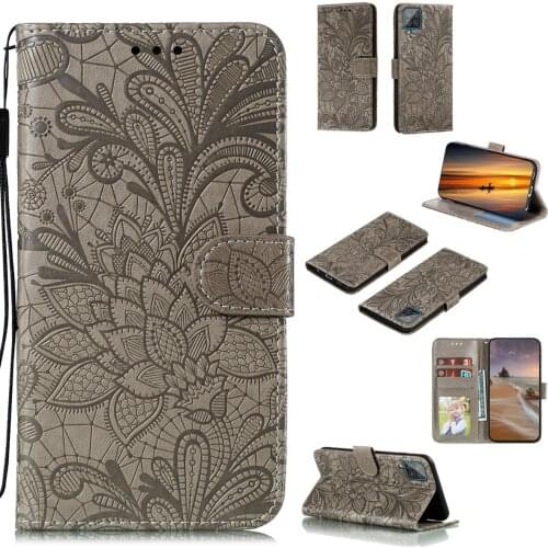 Lace Flower Embossed Pu Leather Phone Case for Samsung Galaxy A22 4G Card Slot Wallet Photo Frame Kickstand Back Cover