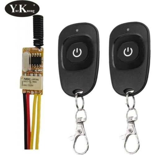 5V Mini RF Remote Switch 433 315 4.2V 4.5V 5V 6V 7.4V 9V 12V Small Relay Contact Wireless Switches NO COM NC Push Button Remote