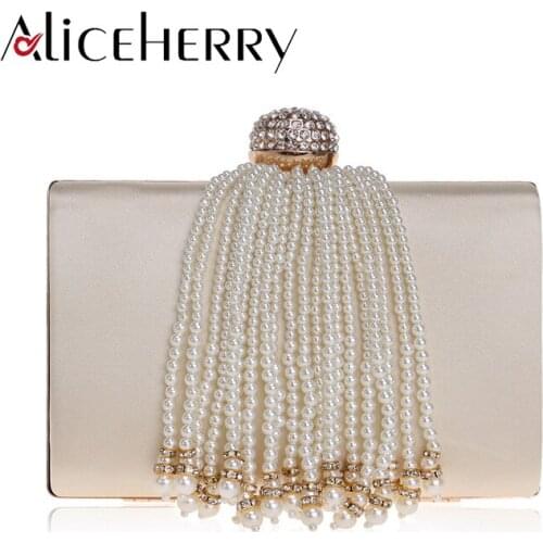 Fashion Women Pu Leather Bag Tassels Pearl Handbag Luxury Designer Clutch Cross Body Shoulder Messenger Diamond Bags Flap