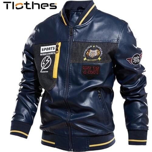 Motor Leather Jacket Men Autumn Winter Fleece Motorcycle Jacket Men Bomber Jacket Vintage Biker Leather Racing Jackets and Coats
