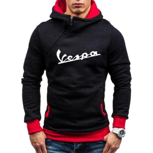 2021 Spring And Autumn New VESPA Mens Sportswear Printing Personality Diagonal Zipper Hoodie Jogging Clothes Streetwear