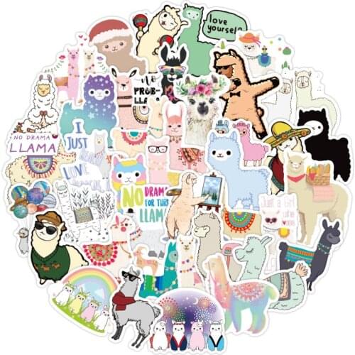 10/30/50pcs/pack Cute Cartoon Alpaca Waterproof Label Stickers For Refrigerator Car Helmet DIY Gift Box Bicycle Notebook Skate