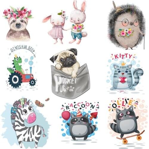 Animal Stickers For Clothes Anime Patch Iron On Transfers For Clothing Raccoon Hedgehog Patch Heat Transfer Applique On Clothes