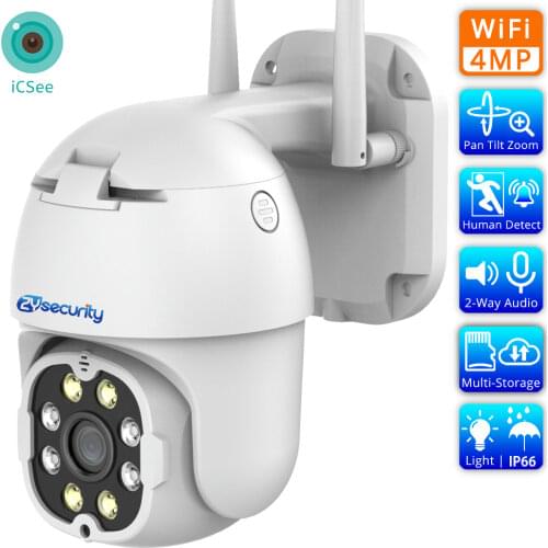 4MP WiFi PTZ Camera Outdoor AI Humanoid Detection Dual Light Wireless Speed Dome Audible Alarm CCTV Video Surveillance IP Camera
