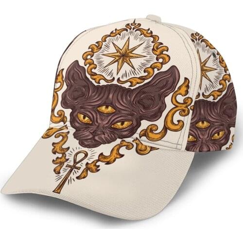 2021 Summer New Unisex Outdoor Sport Sunscreen Baseball Hat Running Visor Cap Abstraction Black Cat With Eyes