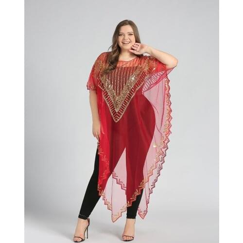 Summer 2021 New African Womens Fashion Gown Chiffon Batwing Sleeve Sequins And Fringes Loose, Versatile Dress With Free Size