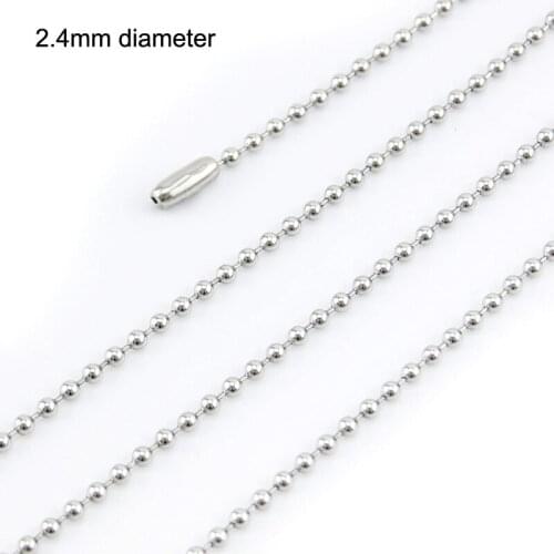 Bulk Wholesale 10pcs JEWELRY 2.4mm bead ball strand chain silver Stainless Steel Necklace diy fittings High Quality chain