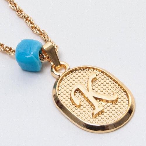 Plastic Beaded Twist Knot Letter Necklace