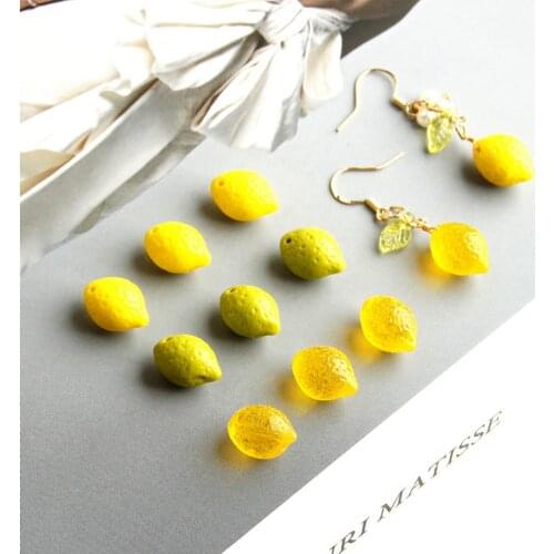 1 PCs Fruit Series Pendants Yellow-green Lemon Acrylic Charms Pendants Women Party DIY Earring Jewelry Chain Accessories 10x4mm