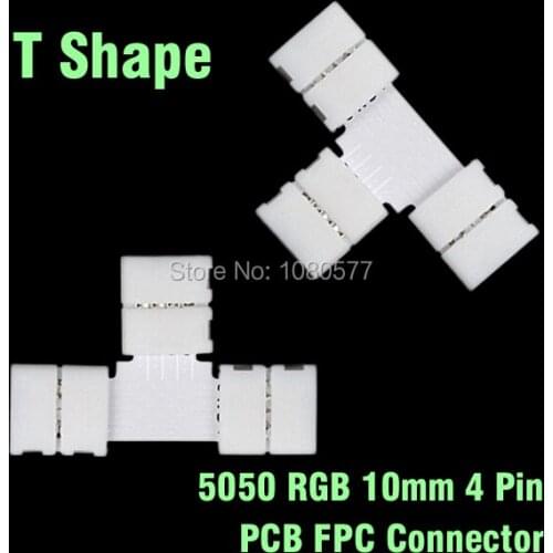 20pcs/lot T shape 10mm 4pin RGB 5050 led Strip connector PCB FPC Connectors For Direction Change Free Shipping