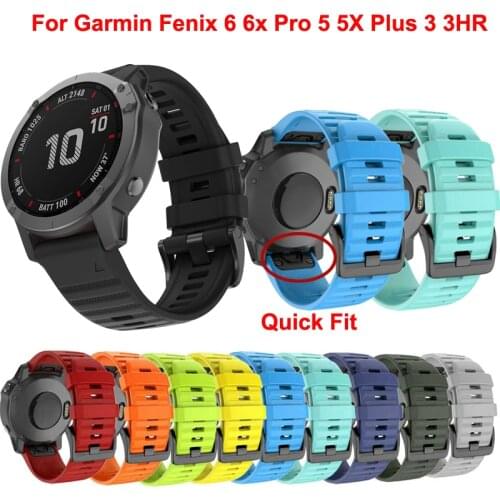 26 20 22mm Quick Release Watchband For Garmin Fenix 6 6X Pro Silicone Band Fenix6 5 5S 5X Plus 3HR Easyfit Smart Watchstrap