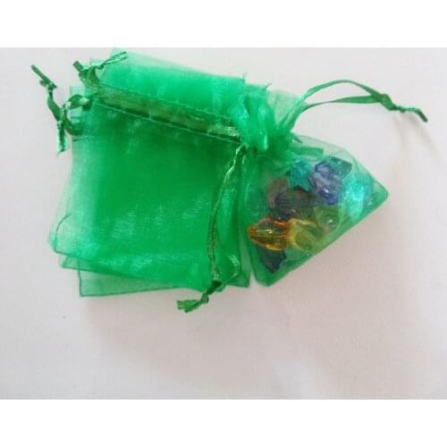 Christmas Green Organza Bag 100pcs Jewelry Packaging Display Jewelry Gift Bags Drawstring Bag Woman Gift Storage Display Bags