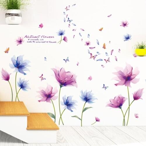 [SHIJUEHEZI] Flowers Wall Stickers DIY Plants Wall Decals for House Living Room Kids Bedroom Children Nursery Kitchen Decoration