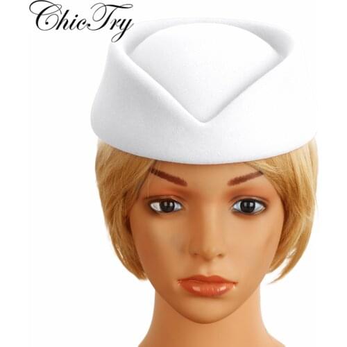 Imitation Wool Felt Stewardess Air Hostesses Pillbox Hat Millinery Teardrop Fascinator Base Cap for Cosplay Costume Accessories