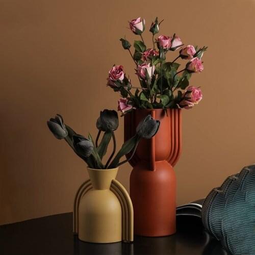 Nordic Creative Ceramic Geometric Simple Vase Decoration Living Room Porch Model Room Home Decorat Ornaments