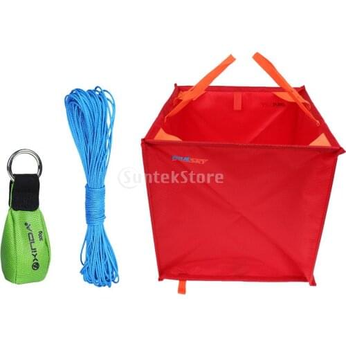 Folding Outdoor Rock Climbing Tree Arborist Caving Throw Line Rope Deploy Cube Storage Bag + 300g Throw Weight + 15m Throw Line