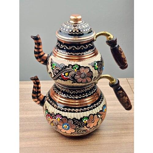 Turkish Copper Tea Pot Handmade set Hammered tea pot tea kettle traditional Handmade kettle