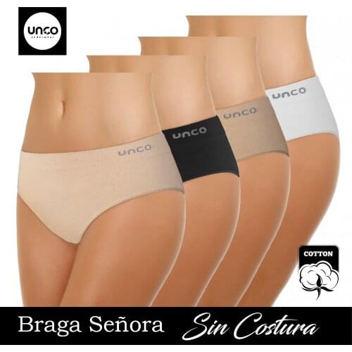 UNCO Bragas sin costura básico Mujer Algodón Pack de 6 Ropa Interior Señora Brasileña Braguita Estilo y Cómoda