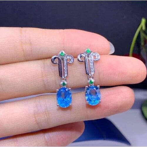 Natural topaz ear line, 925 silver, popular design, leading the world popular style, natural color treasure store