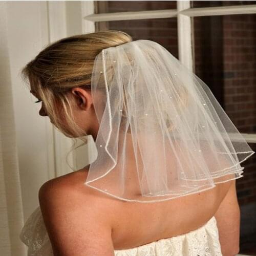 In Stock White Bridal Veil Simple Short Tulle One Layer Wedding Veil Bridal Accessories Veu De Noiva