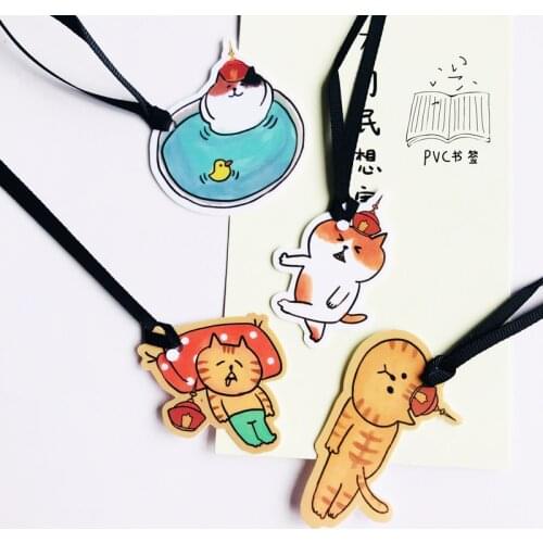 1PC Kawaii PVC Cat Kitten Bookmarks Books Marker of Page Stationery