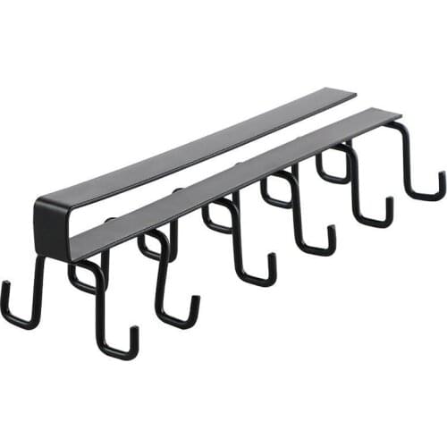 1PC Double-row Hook Punch-free Hanging Cup Holder Home Cupboard Shelf Closet