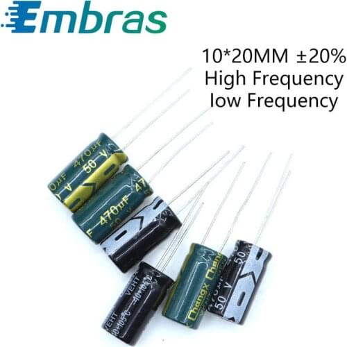 10Pcs 10*20 High Frequency Low ESR Aluminum Electrolytic Capacitor Kit 6.3V 10V 50V 25V 1000UF 1500UF Full Values Assorted Set