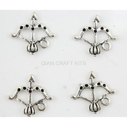 150pcs crown Bow & Arrow Charms (3D) antique silver zinc alloy pendant, charm, drops for diy 19X18mm
