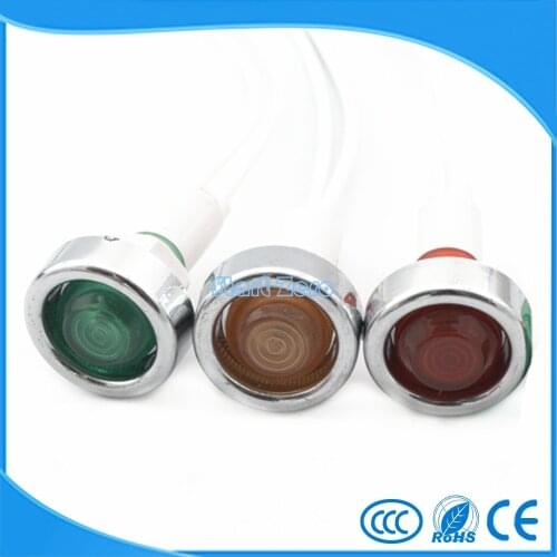 3PCS 24V 220V 10mm signal light pilot lamp signal light with 20cm wire