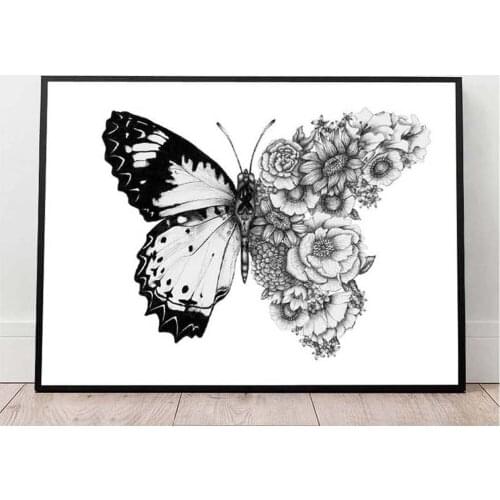 5D Diy Full Square Round Drill Butterfly Flower Rhinestone Embroidery Mosaic Pictures Cross Stitch Kits Black WhiteZP-4529