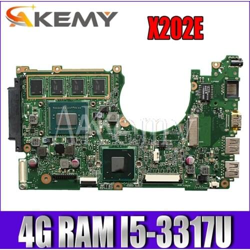 Akemy X202E Laptop motherboard For Asus X202E X201E S200E X201EP original mainboard 4G RAM i5-3317U