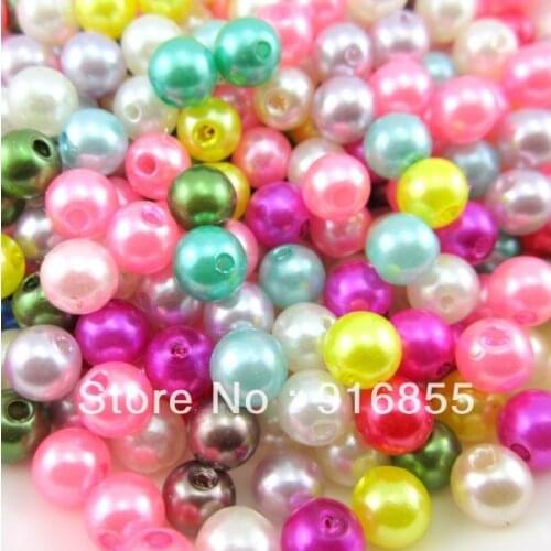 Free shipping Wholesale fashion 100pcs/lot 12mm mixed Color Round ABS imitation Pearl Loose Beads,for Necklace Jewelry