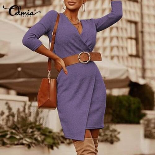 Модные вязаные платья Celmia China At AliExpress