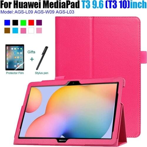 For Huawei MediaPad T3 10 Case PU Leather Stand Cover for Huawei T3 9.6 AGS-L09 AGS-L03 AGS-W09 Tablet Funda Capa