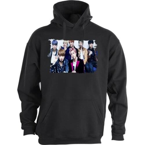 MERCHANDMANIA black hoodie BTS BOY WITH LUV KPOP IDOL MNET mens tracksuit streetwear brand clothing women