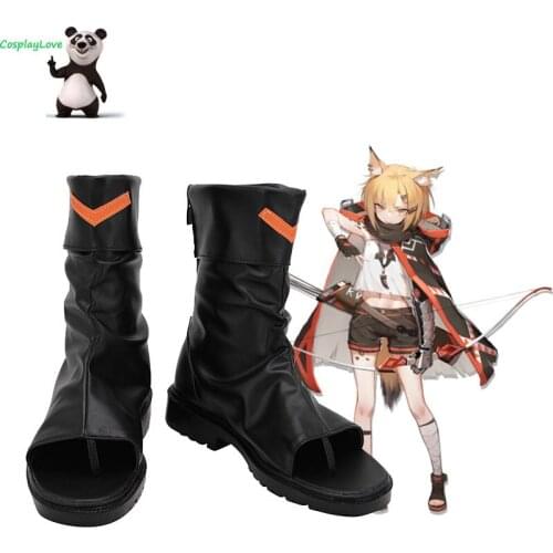 CosplayLove Arknights Vermeil Black Cosplay Shoes Cosplay Long Boots Leather Custom Made