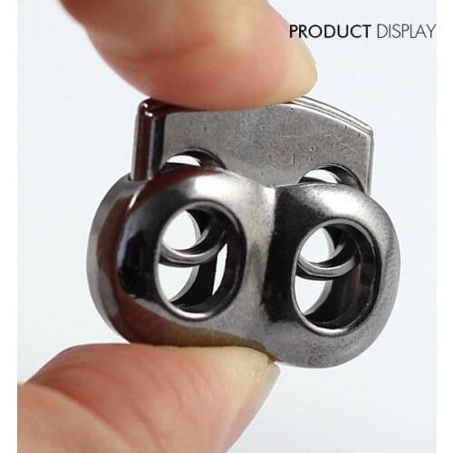 Black Gun METAL Stopper Toggle Buckle Rope Clamp Cord Locks Drawstring Stops End Button Fastener with 2 holes Sew On 50pc NK205