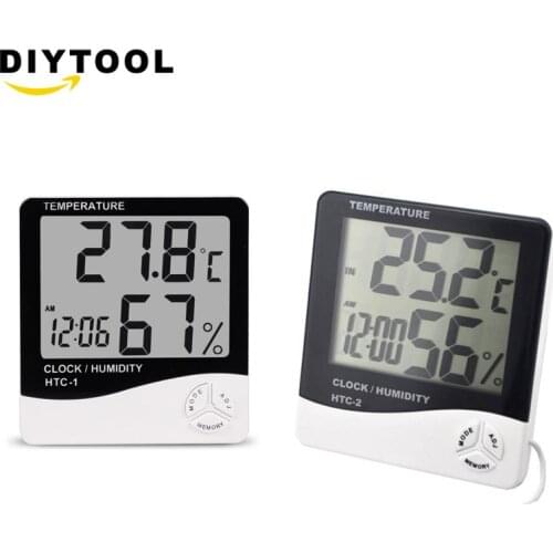 HTC-1 HTC-2 Digital Indoor Thermometer Hygrometer Weather Station Alarm Clock Room Wall Electronic Temperature Humidity Tester