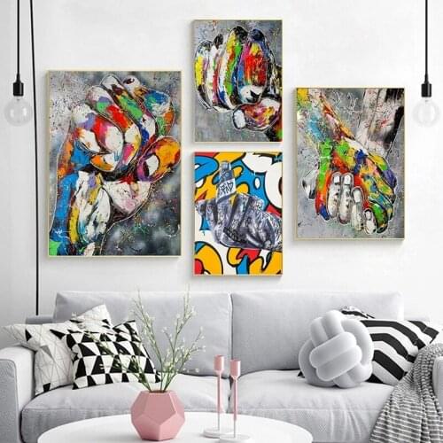 Color Painted Letter Gesture Posters Wall Art Prints KidS Bedroom Aesthetics Canvas Painting Living Room Bedroom Decor Pictures