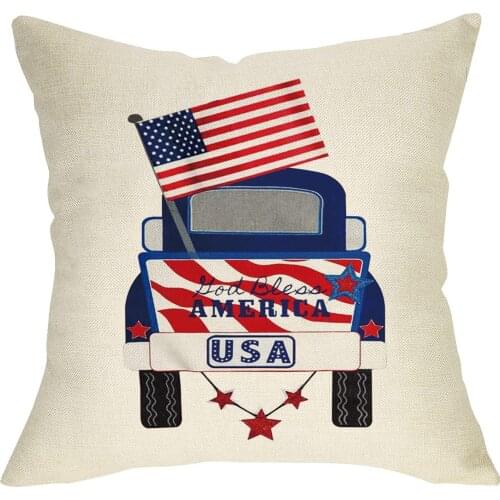 Softxpp God Bless America Home Decorative Throw Pillow Cover, July 4th USA Flag Patriotic Cushion Case Decor Truck Sign Holiday