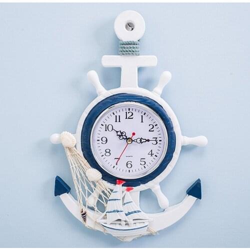 Relojes De Pared Vintage Decoracion Kids Wall Clock Nordric Design Anchor Shape Home Wooden Clock Reloj Pared Infantil