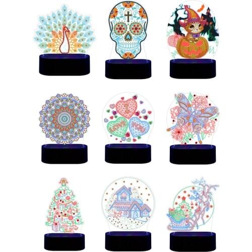 DIY Mosaic 3D Modeling Light Special Shape Diamond Resin Painting Kit Rhinestone Bedside Night Lamp Bedroom Decor Gift