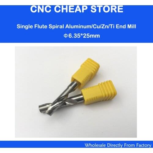 AAA Class Grade 2PCS 1/4" 6.35mm*25mm HQ Carbide CNC Router Bits Single Flute Tools Aluminum Milling Cutter