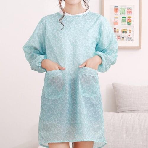 2020 Hot Sale Korean Fashion Home Kitchen Long-Sleeved Apron Adult Smock Unisex Anti-Wear Waterproof Anti-Oil Overalls