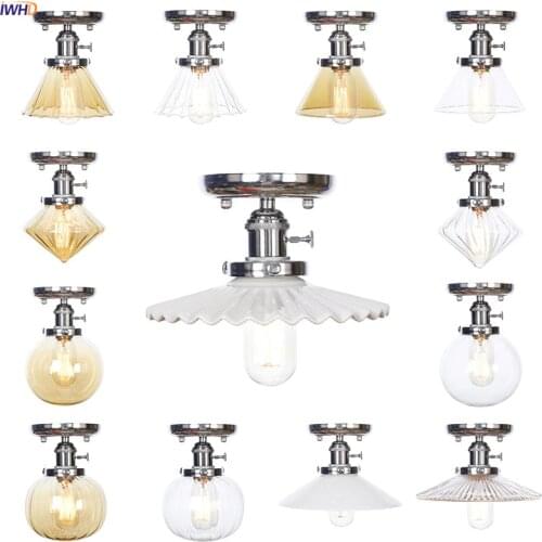 IWHD American Retro Ceiling Lights Porch Kitchen Living Room Stair Plafon Silver Chrome Vintage Ceiling Lamps Lamparas De Techo