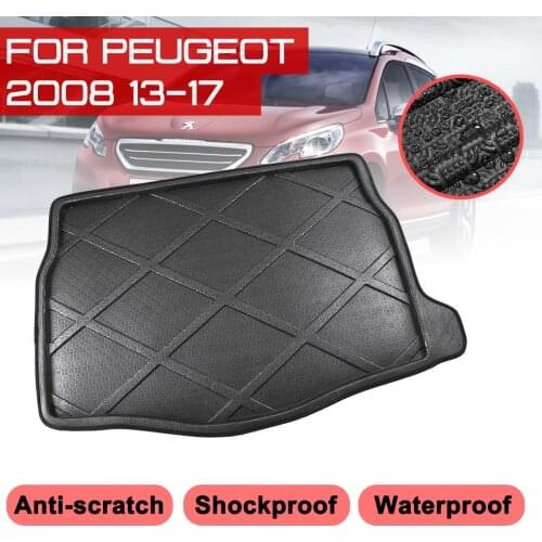 Car Rear Trunk Boot Mat For Peugeot 2008 2013 2014 2015 2016 2017 Waterproof Floor Mats Carpet Anti Mud Tray Cargo Liner