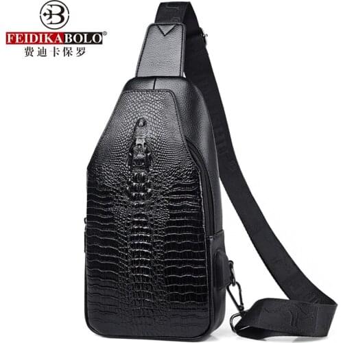 Alligator Pattern Leather Mens Chest Bags Fashion Classic Men Bags Personality Travel Male Shoulder Bags Messenger Bag