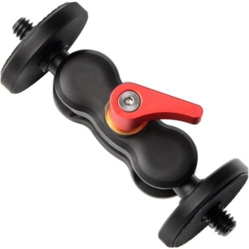 Double Ballhead Mount With Dual 1/4 Camera Screw Magic Arm Mini Ball Head for Monitor LED Video Light to Camera Video Cage