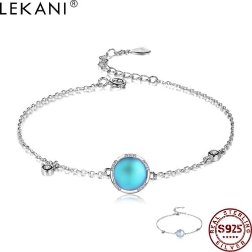 LEKANI Moonstone Series Women Brecelet S925 Sterling Silver Inlay Cubic Zirconia Day And Night Two Type Brecelets Jewelry 2021